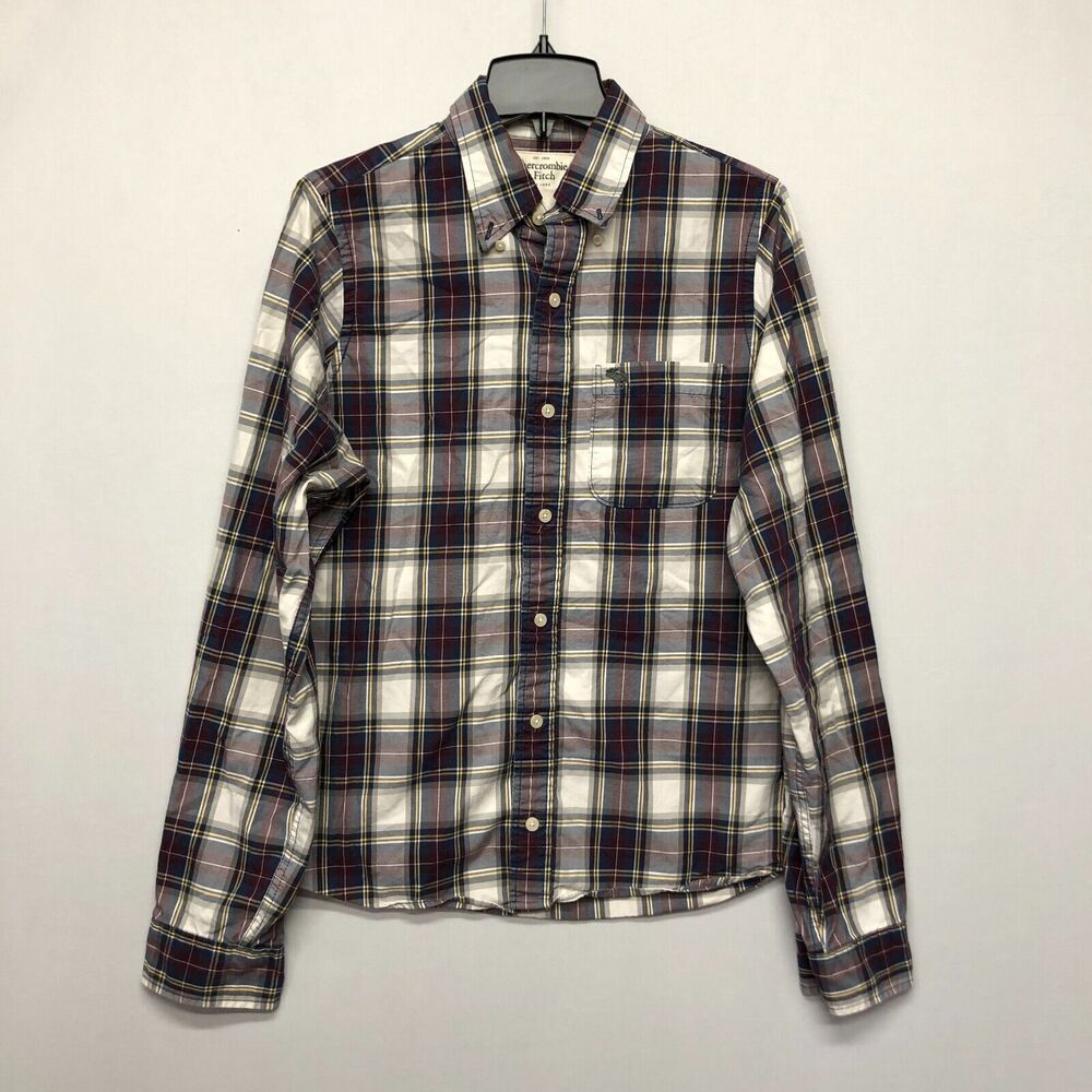 Abercrombie & Fitch Men Long Sleeve Button Up Muscle Shirt Size Large L M155 -1